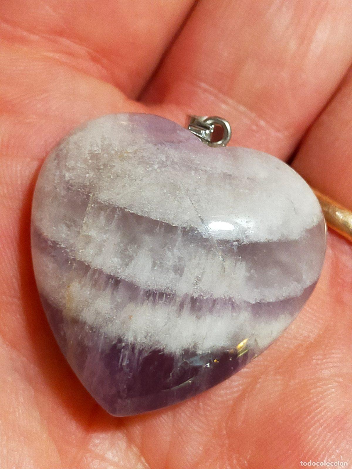 Joyeria: Ciondolo a Cuore in Ametista Chevron Generico - Pietra Naturale Viola per Cristalloterapia