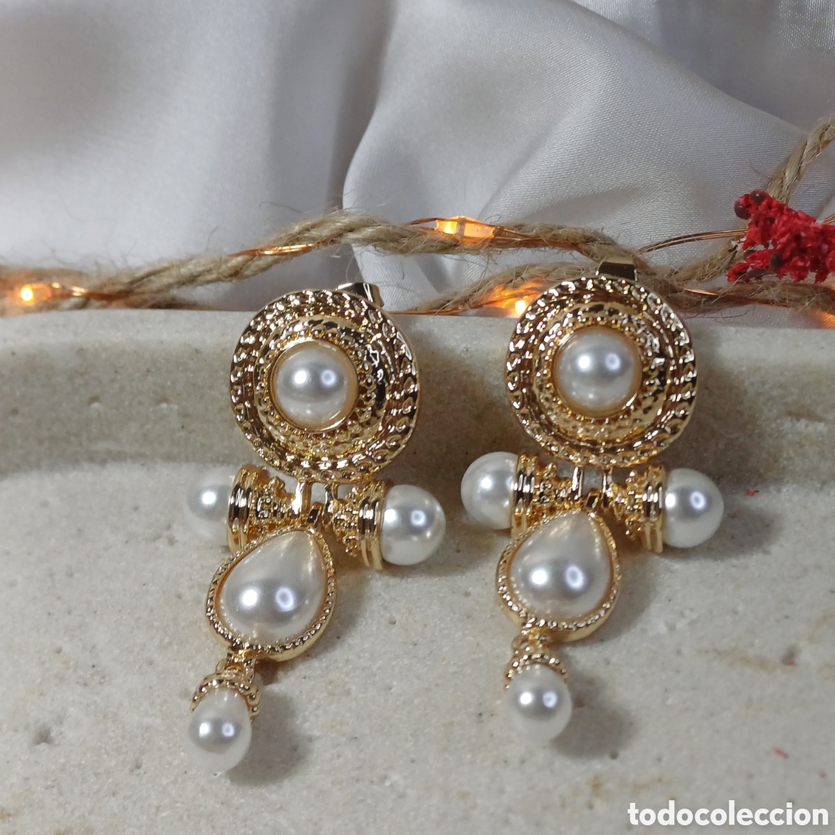 Joyeria: PENDIENTES VINTAGE RETRO 90S CHAPADO ORO