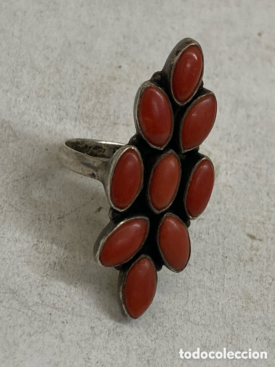 Joyeria: Anillo de plata coral S543