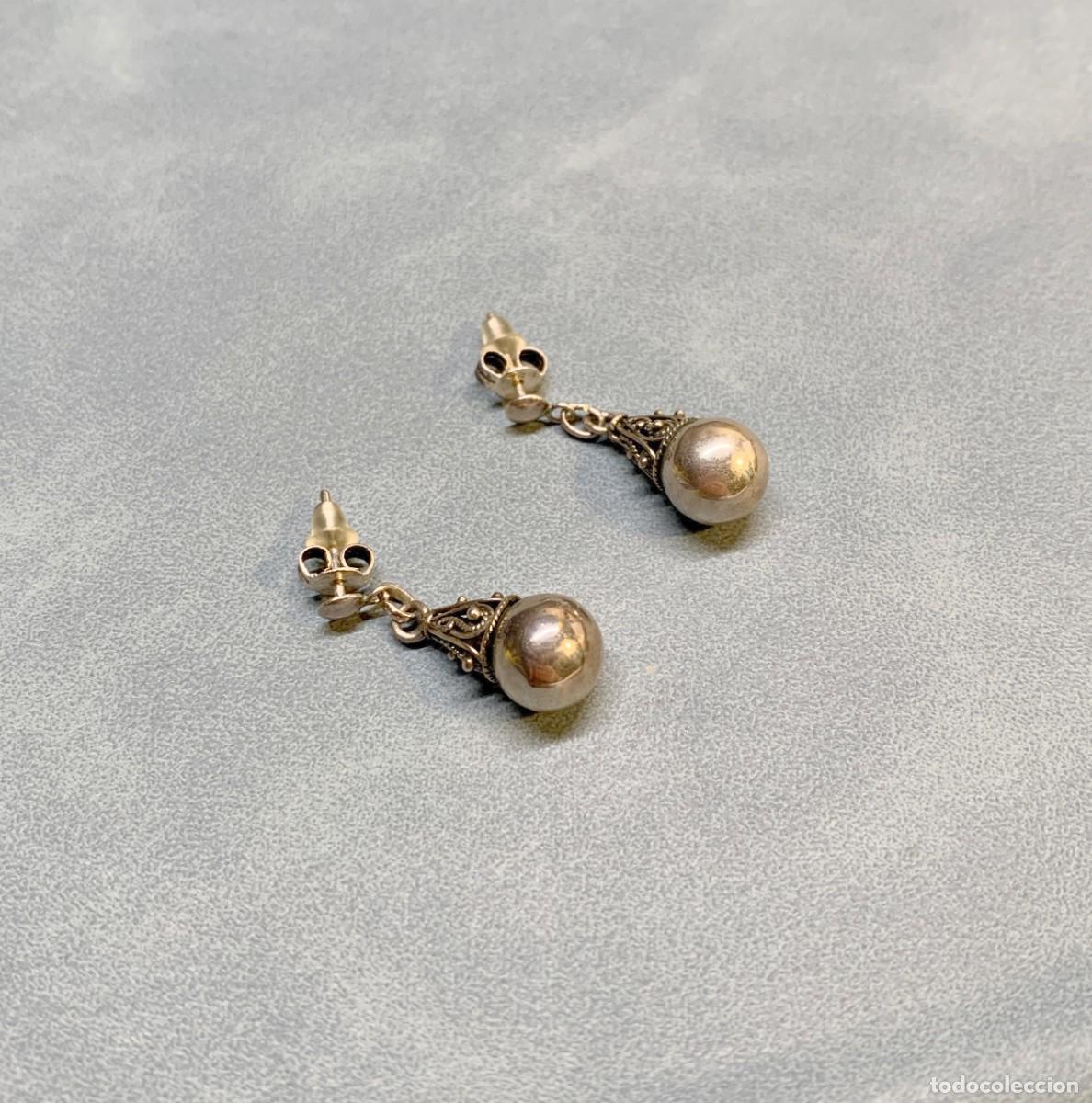 Joyeria: Pendientes vintage de plata 925 en forma de l&aacute;grima
