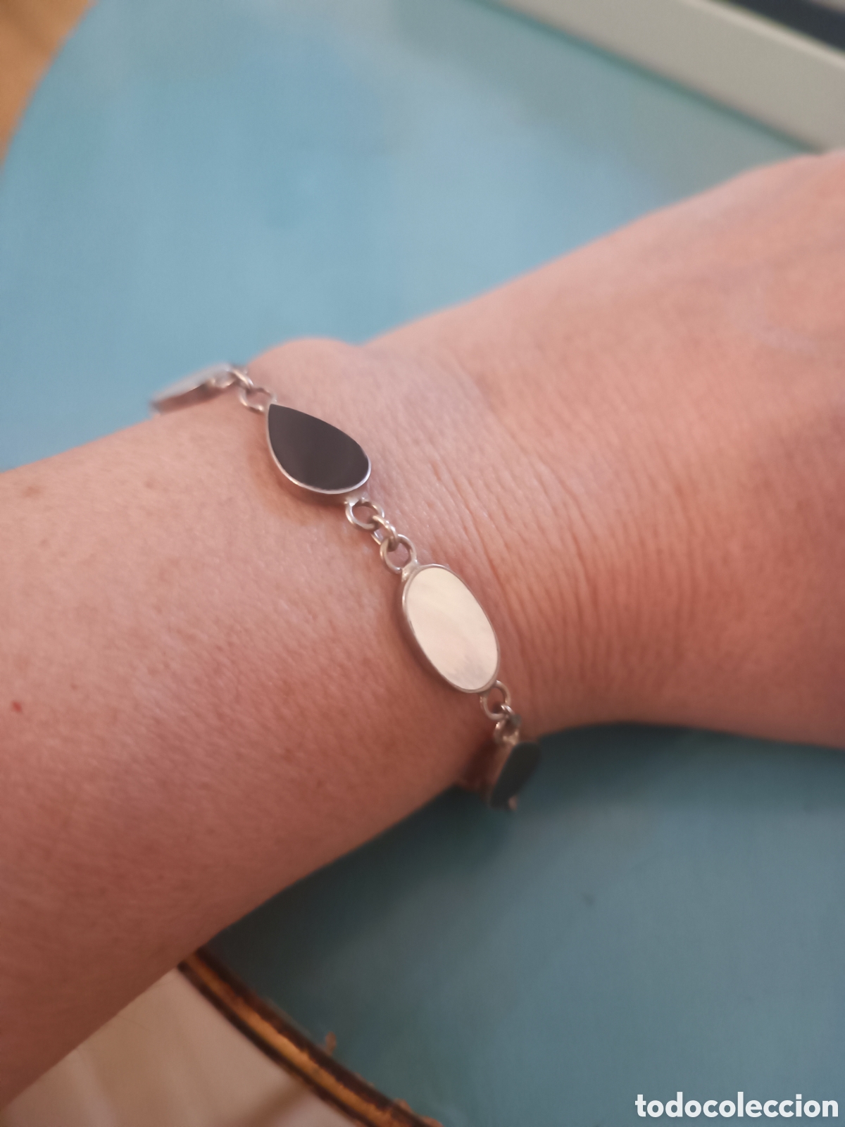 Joyeria: Pulsera plata de ley con onix y nacar - Foto 2