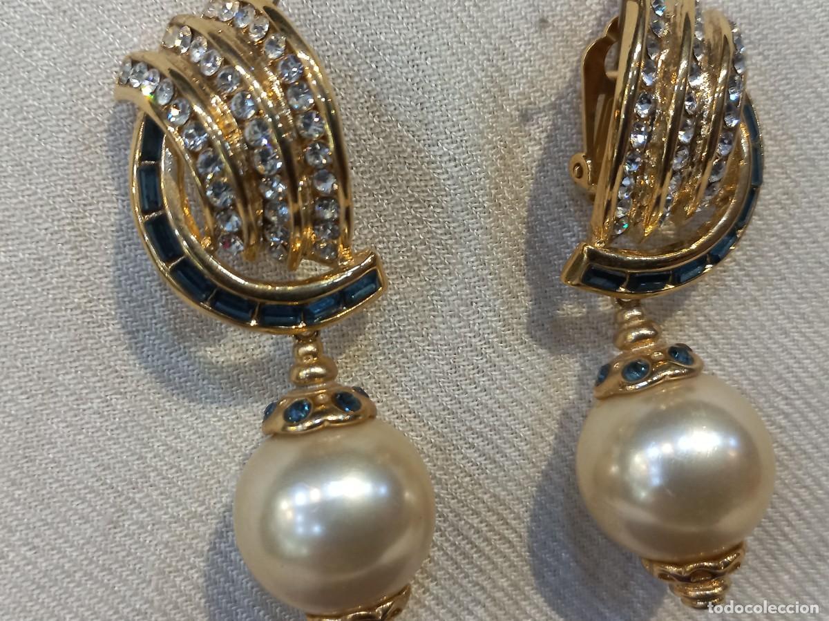 Joyeria: PENDIENTES (largos-chapados) abanico pedrer&iacute;a-perl&oacute;n redondo colgante