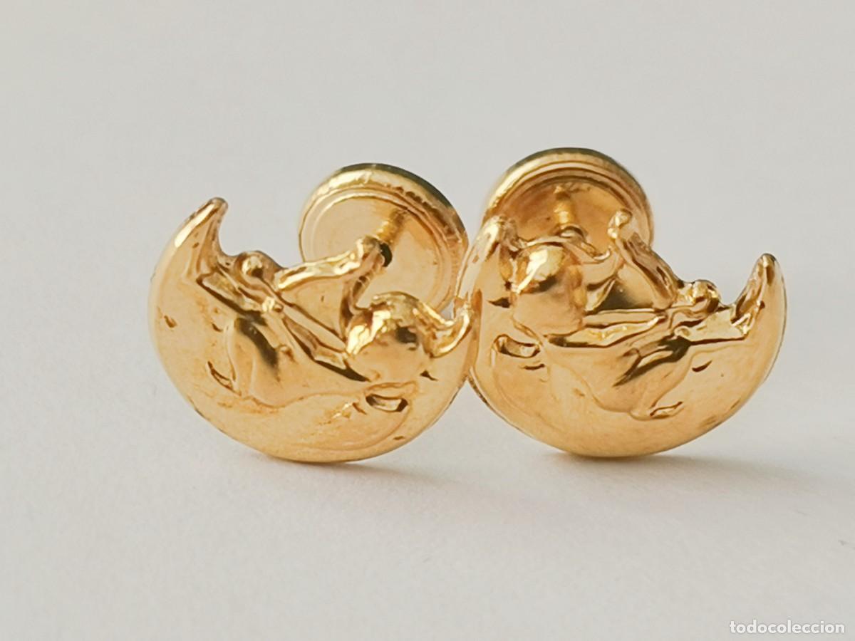 Joyeria: Pendientes Beb&eacute; Oro 18k &Aacute;ngel en la Luna Cierre Rosca (0,64 g)