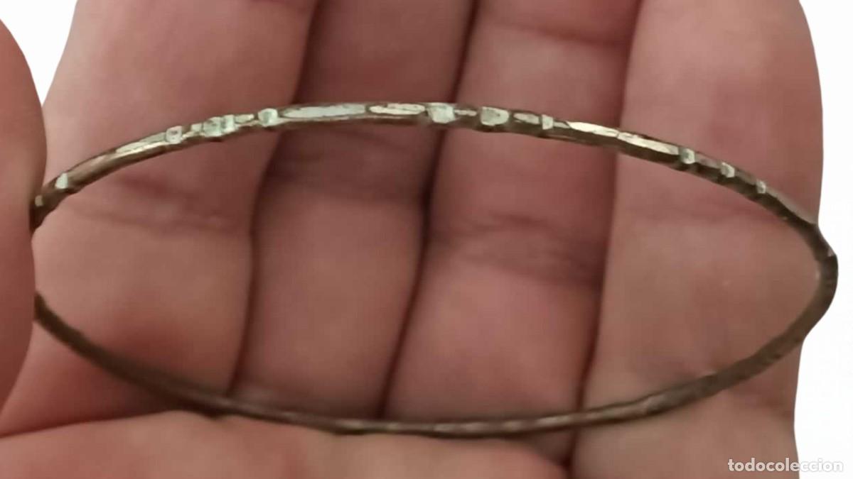 Joyeria: PULSERA R&Iacute;GIDA DE ARO FINO PLATEADO ENVEJECIDO - TALLADO FACETADO IRREGULAR -A&Ntilde;OS 90