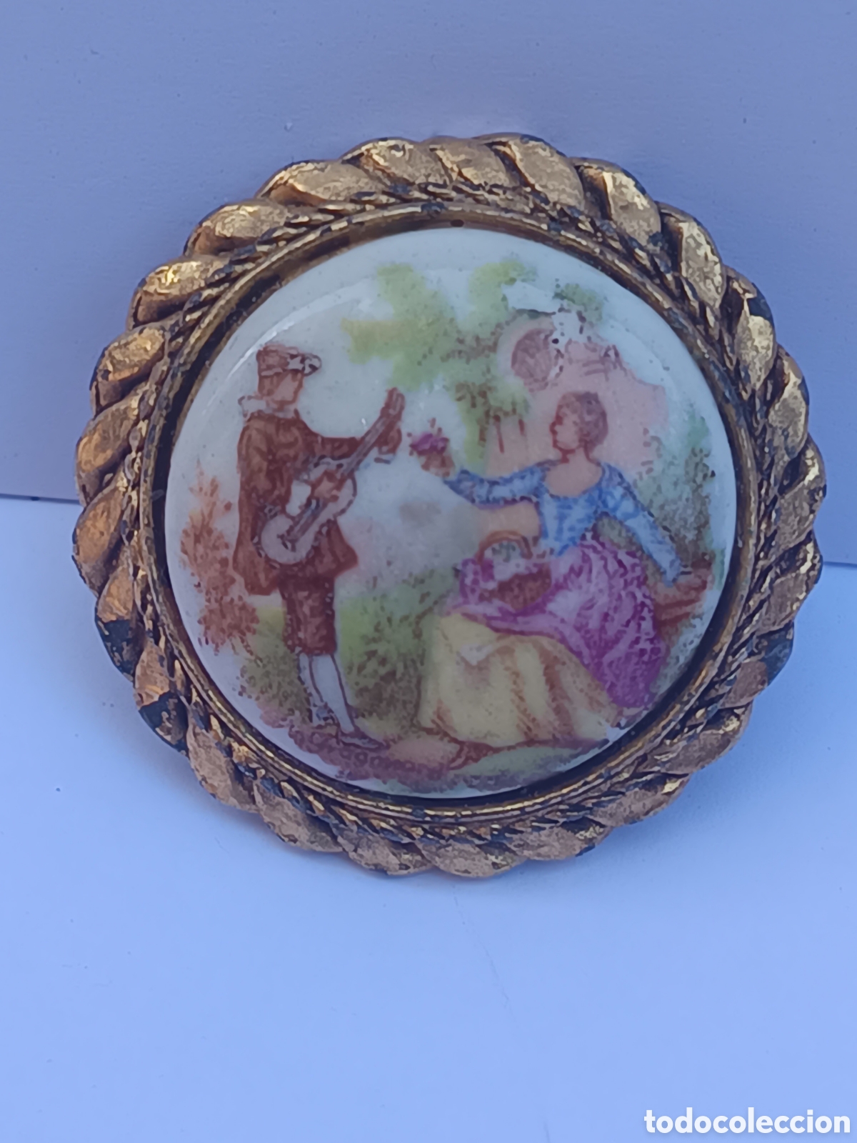 Joyeria: Antiguo broche de Limoges - Foto 2