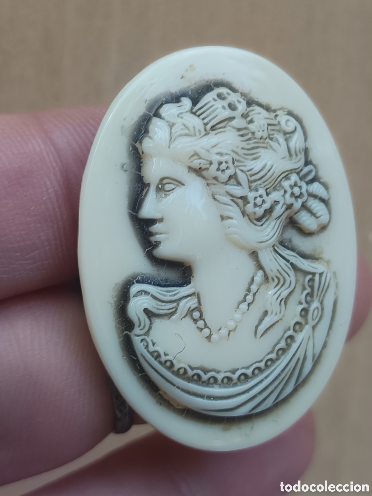 Joyeria: Camafeo para broche beige con bella dama - Foto 3
