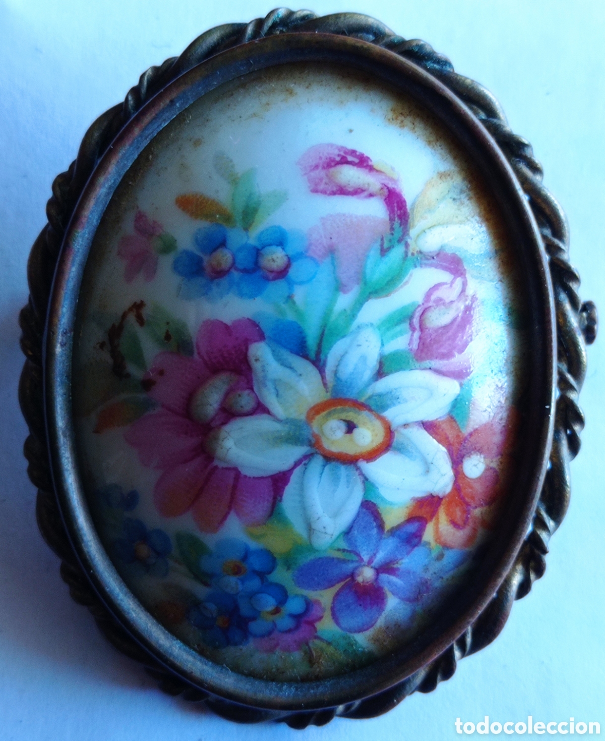 Joyeria: BROCHE VINTAGE OVALADO PORCELANA DE LIMOGES