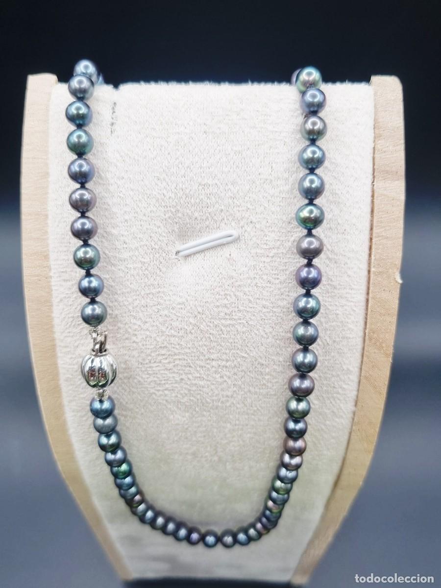 Joyeria: Collar de perlas grises con cierre de oro blanco - Foto 2