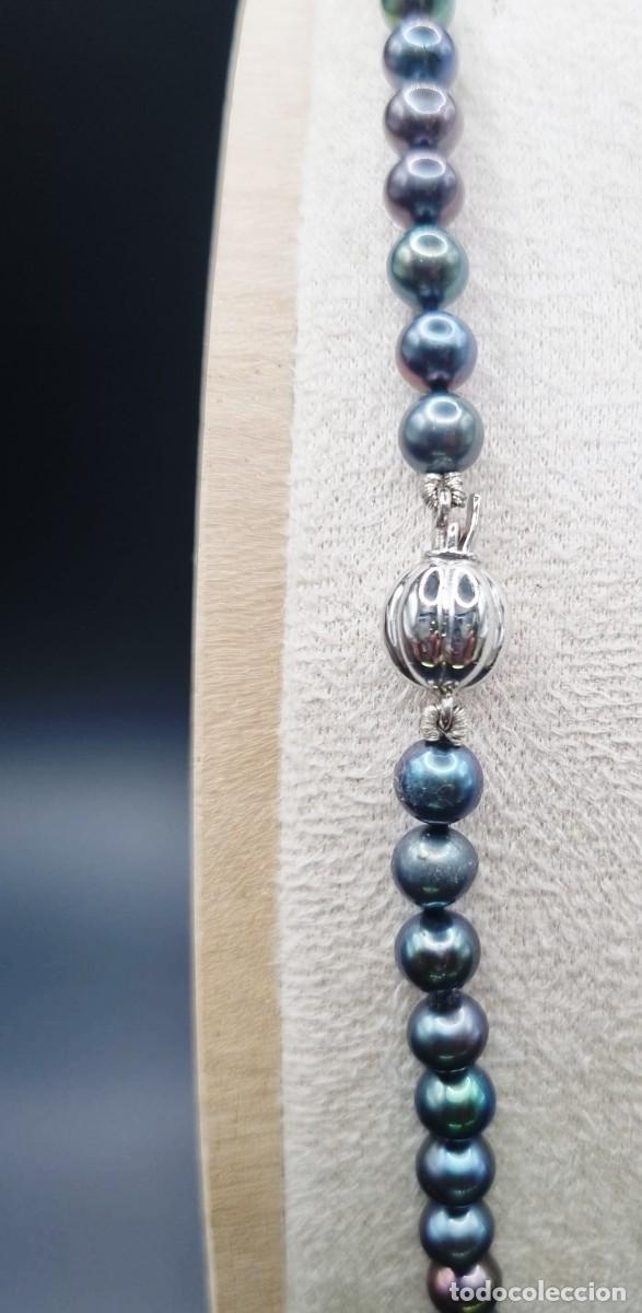 Joyeria: Collar de perlas grises con cierre de oro blanco - Foto 3