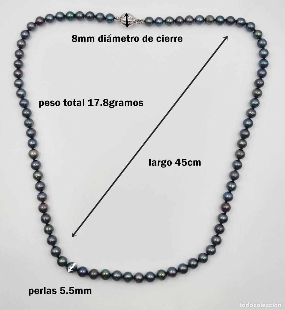 Joyeria: Collar de perlas grises con cierre de oro blanco - Foto 7