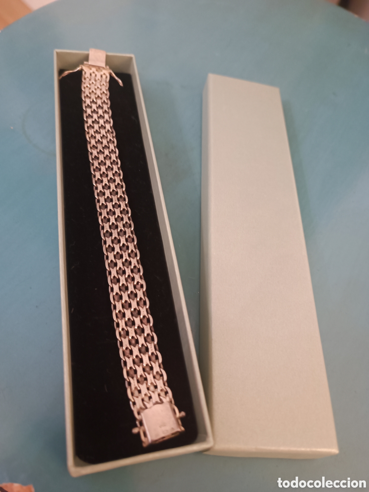 Joyeria: Pulsera plata 835 en forma de malla con contraste y cierre de seguridad