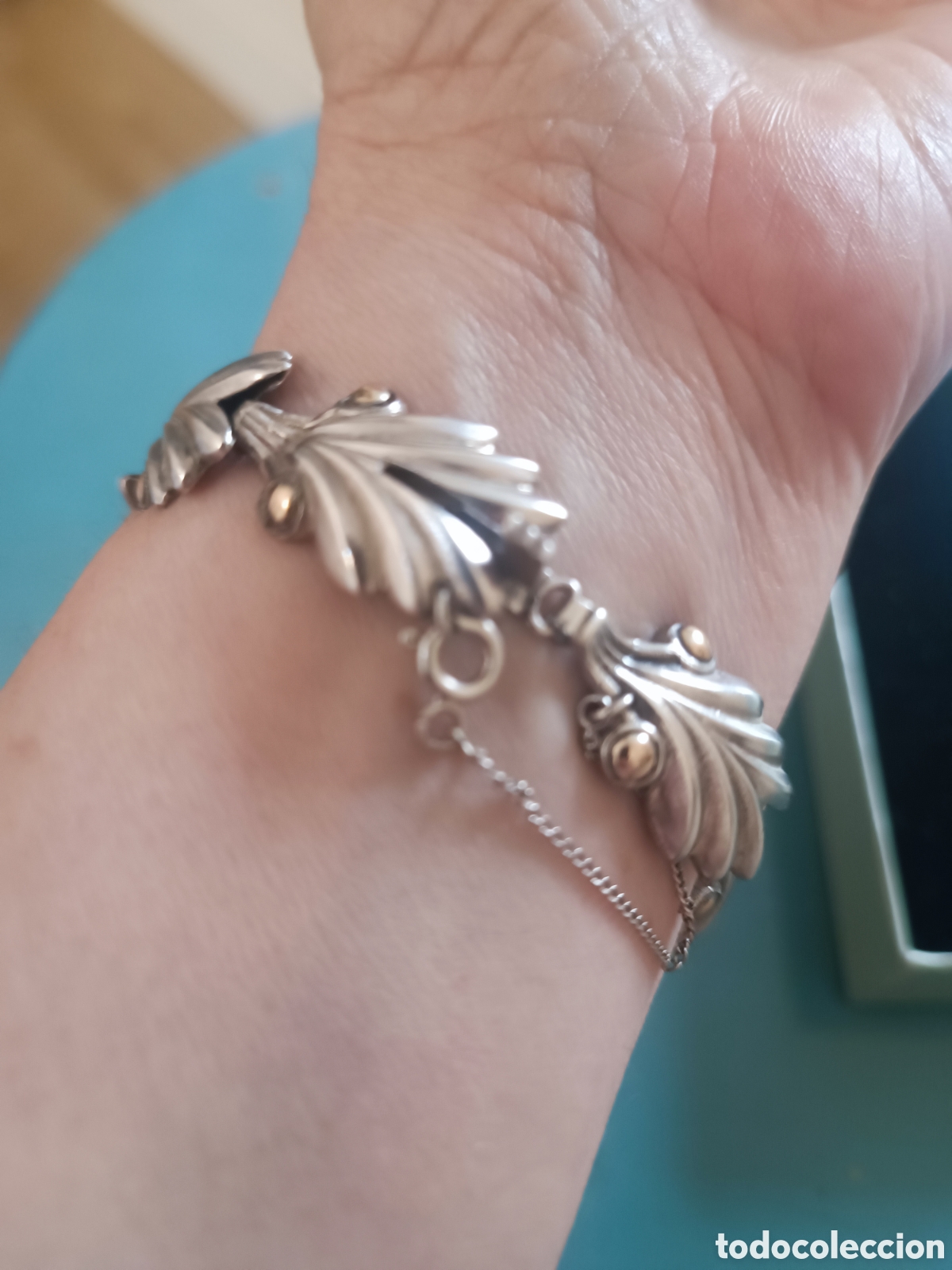 Joyeria: Pulsera antigua plata de ley y oro Art Dec&oacute; 1940 - Foto 4