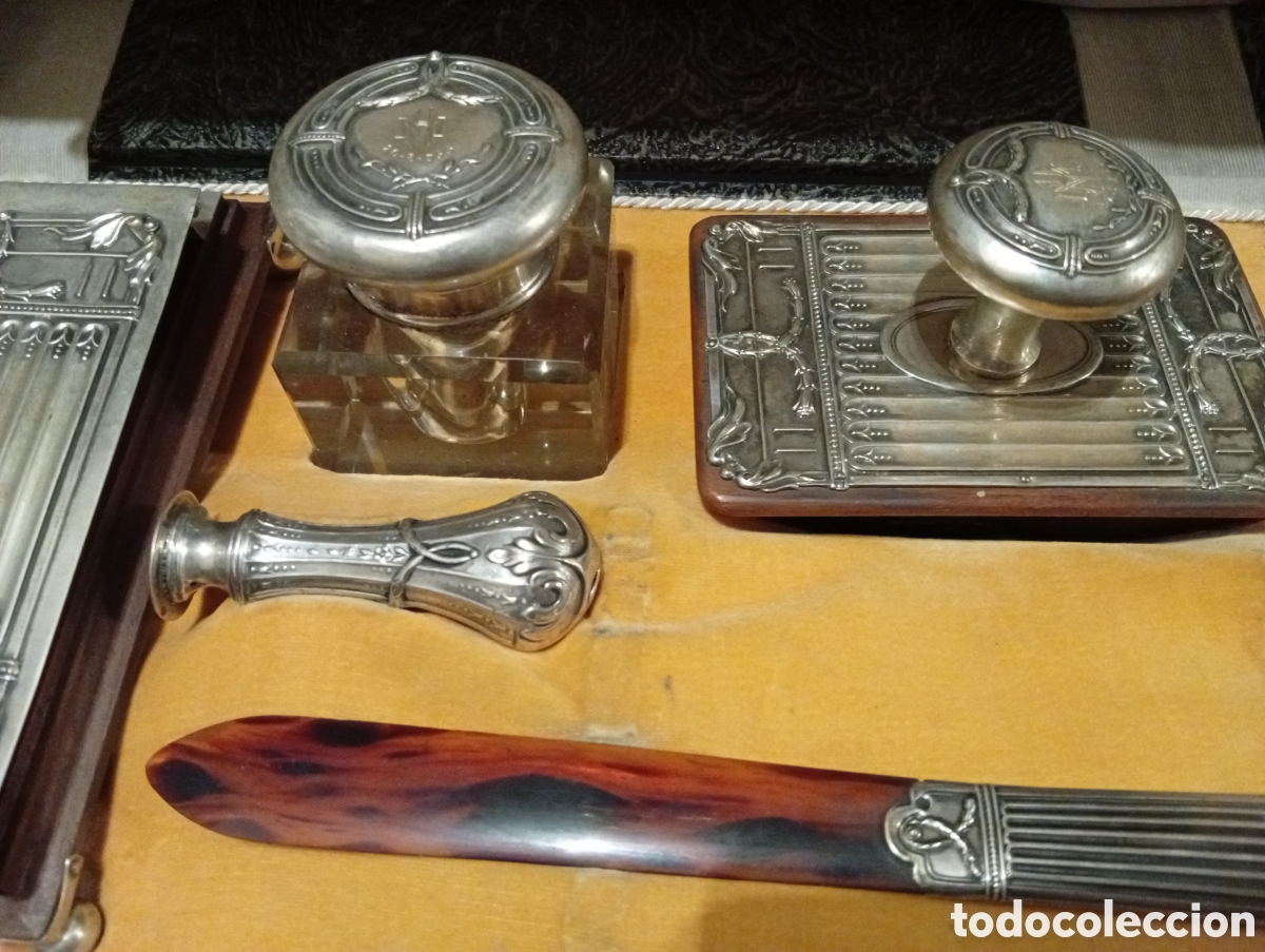 Joyeria: Siglo XIX plata Portugal Punzones Javali conjunto escriban&iacute;a escritorio