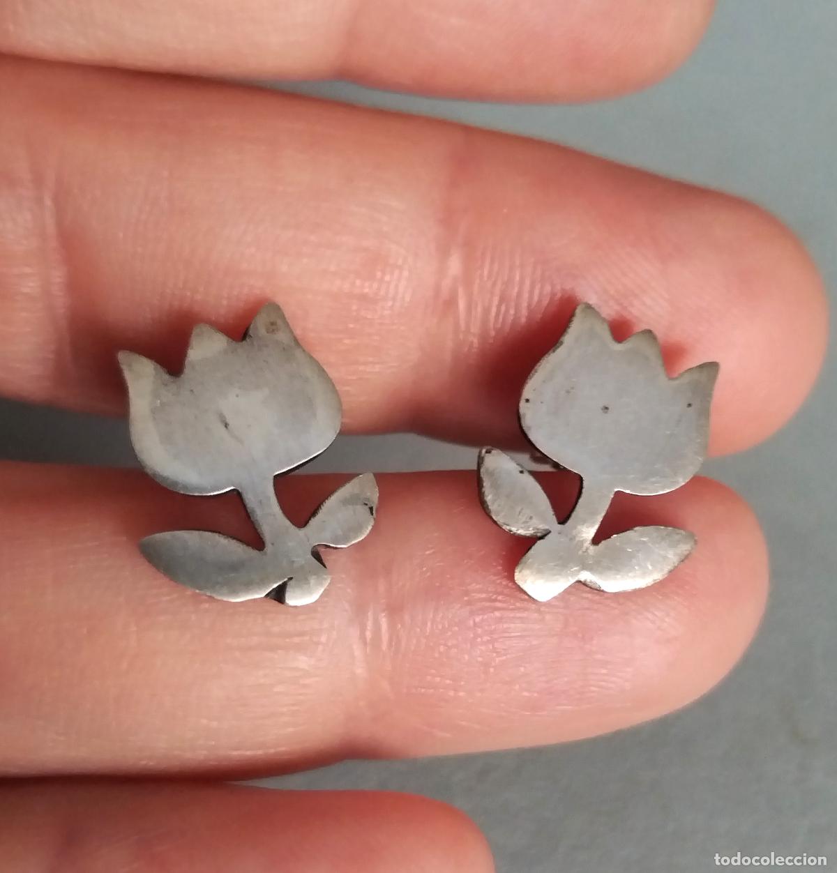 Joyeria: Pendientes de plata de ley, tulip&aacute;n, flor.