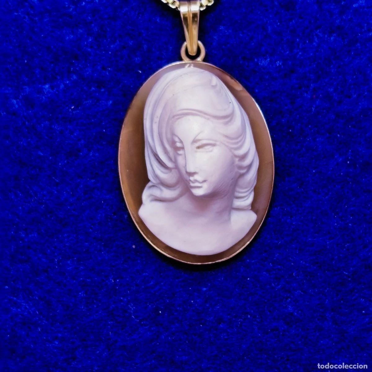 Jewelry: GRAN COLGANTE CAMAFEO EN ORO AMARILLO CON BUSTO NEOCLASICO DE DAMA. MED. 45 X 20 MM. ORO 18 KTES