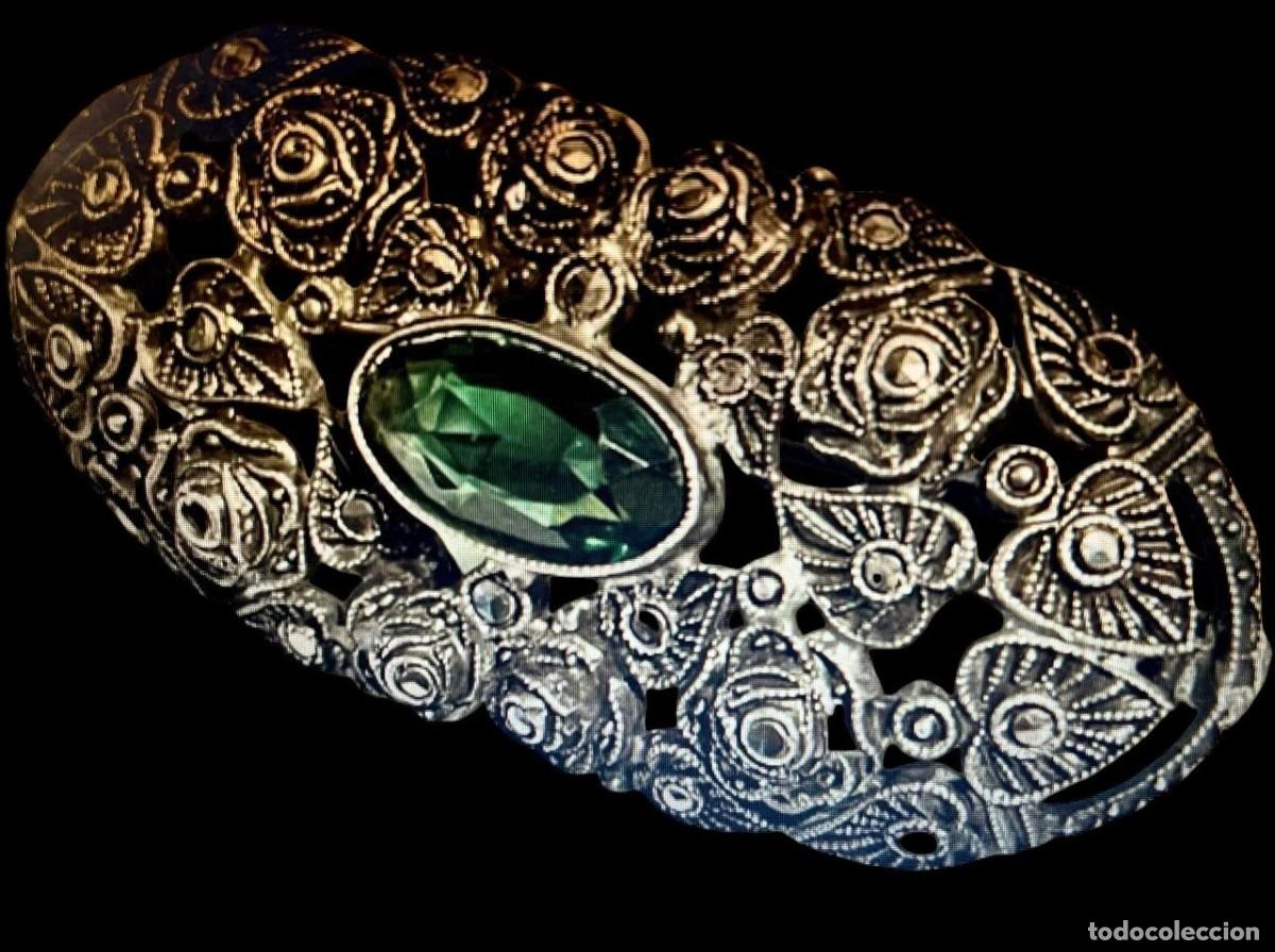 Jewelry: Exquisitos broches Art D&eacute;co vintage con piedra verde y plata de ley