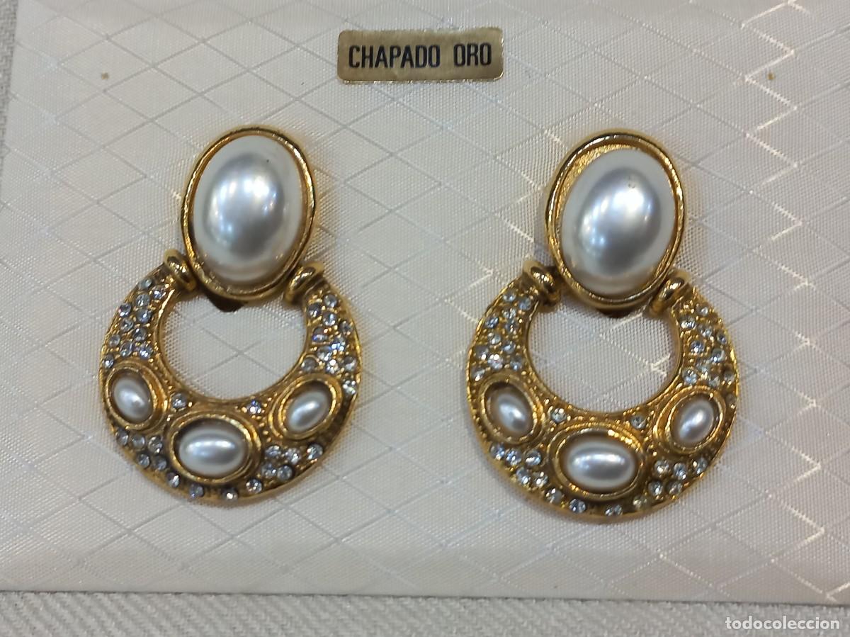 Joyeria: PENDIENTES (largos-chapados) ARILLA VICTORIANA repleta pedrer&iacute;a y perlas