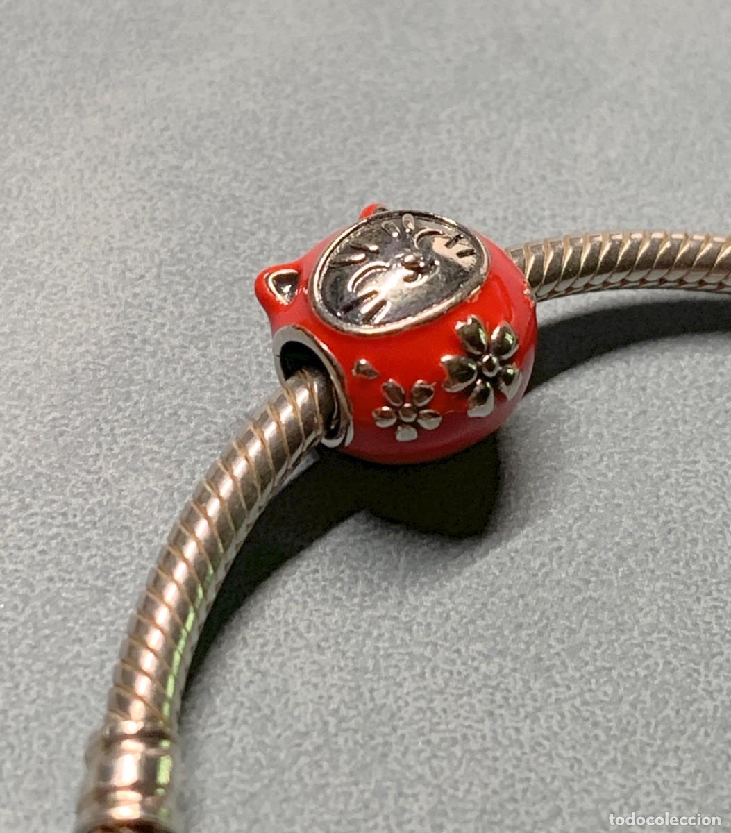 Joyeria: Charm / Cuenta roja de gato de la suerte compatible con pulseras Pandora, plata 925 contrastada