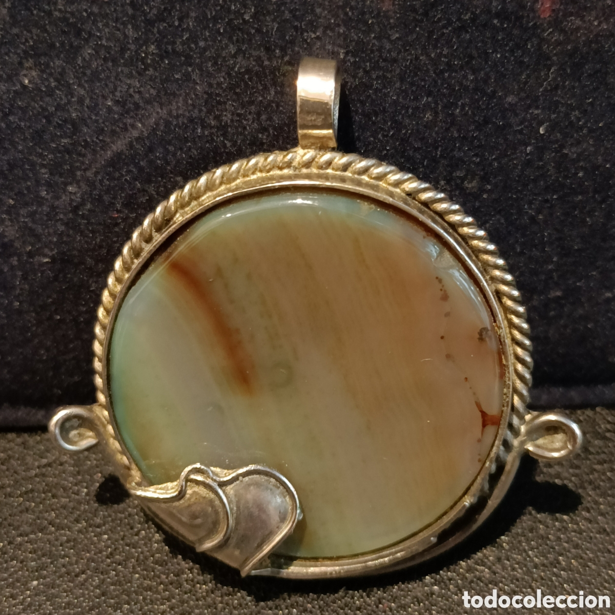 Joyeria: Colgante redondo de plata y &aacute;gata. - Foto 2