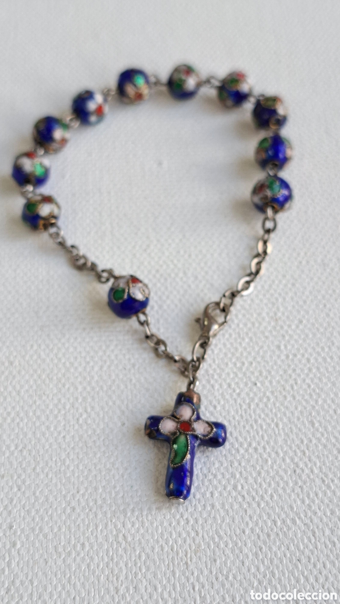 Joaillerie: Pulsera Rosario Cloisonn&eacute; Azul A&ntilde;os 60
