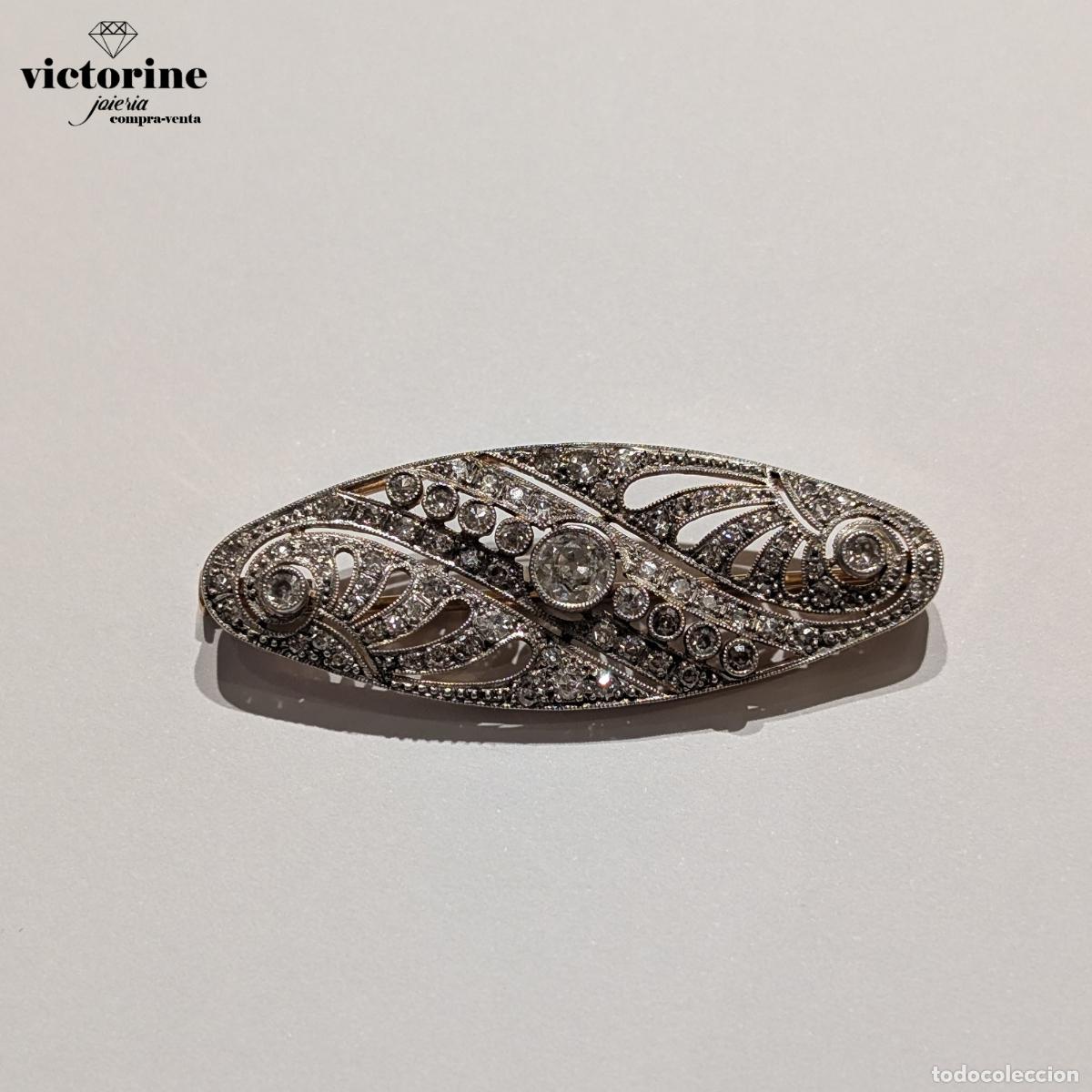 Joalharia: Broche Art D&eacute;co, oro 18K y platino con diamantes