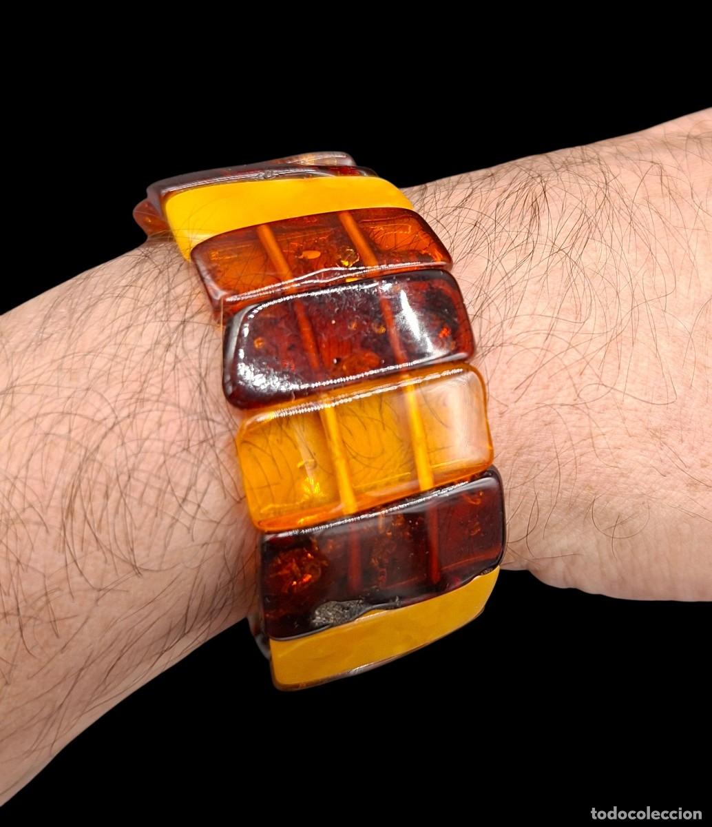 Schmuck: Pulsera ancha de piezas de Ambar de distintas tonalidades