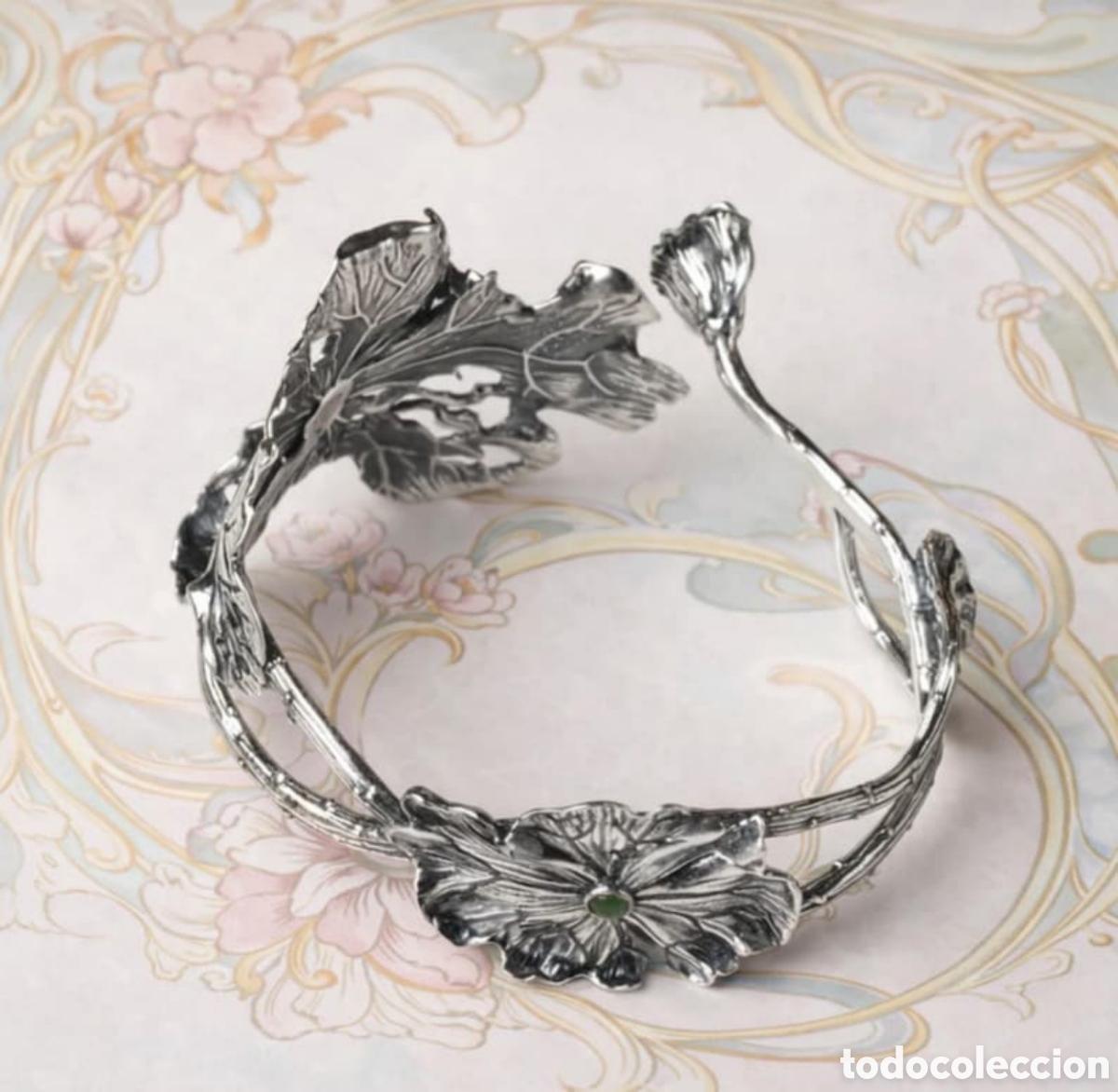 Schmuck: Brazalete, pulsera plata Dise&ntilde;o Art Nouveau Floral ajustable