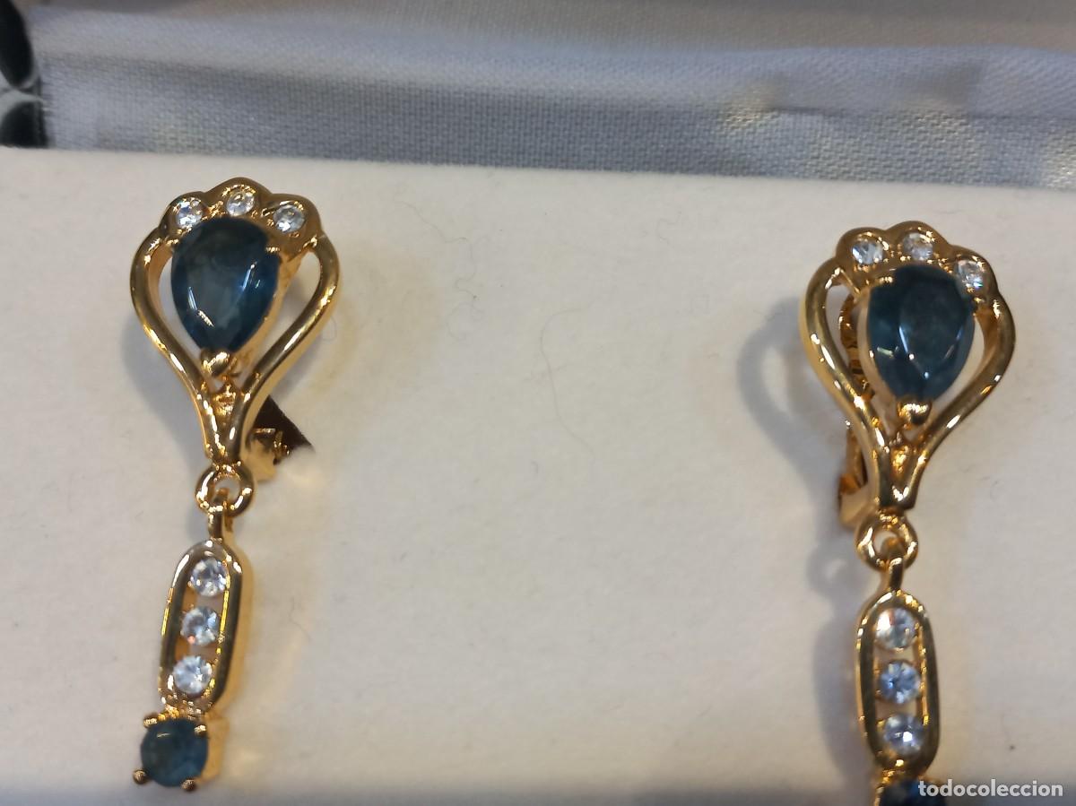 Joalharia: PENDIENTES &uml;EDUAR&uml; largos-l&aacute;grima-barra colgante cristal azul