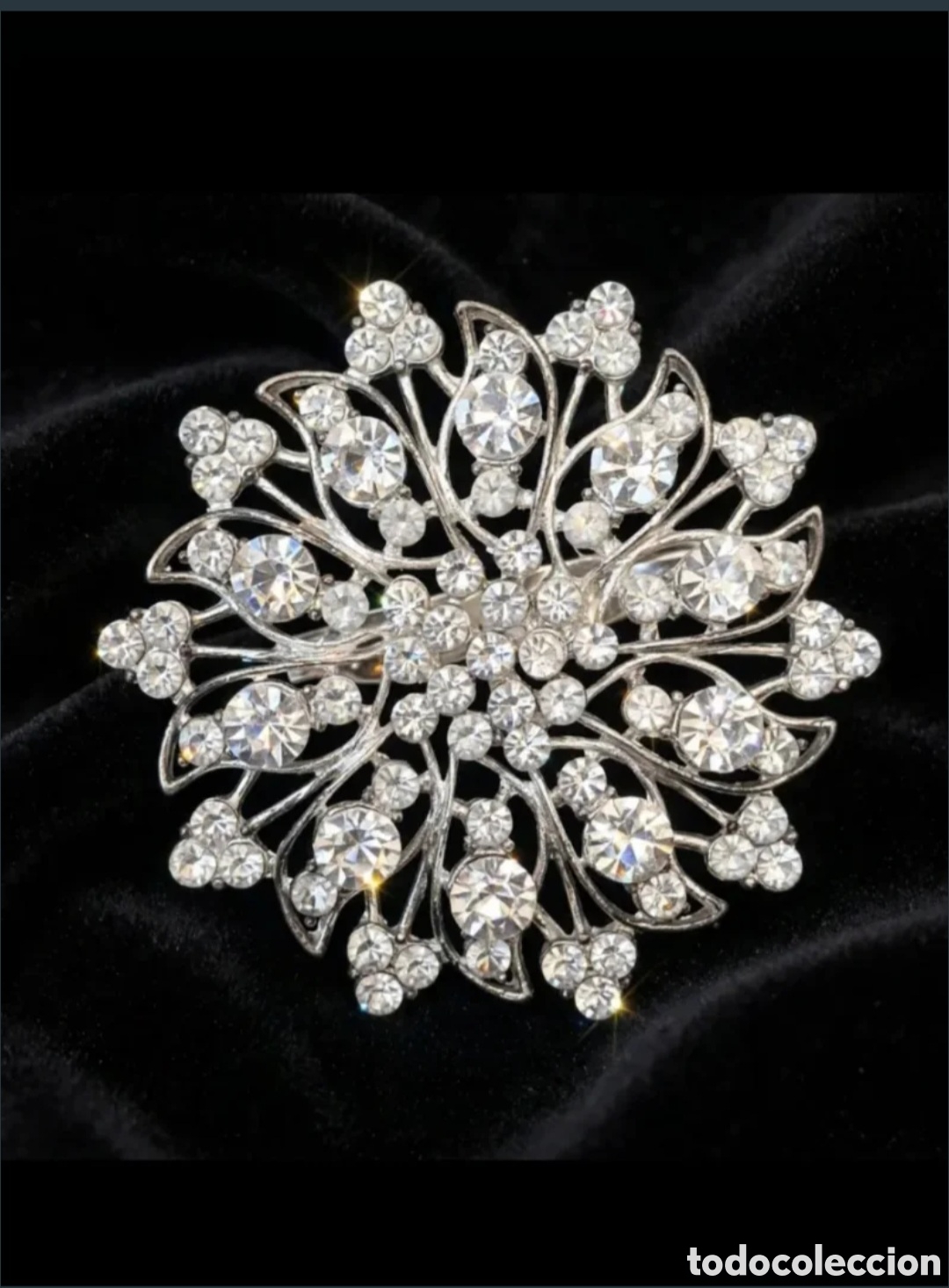 Gioielleria: Broche antiguo Vintage Flor Diamantes imitaci&oacute;n