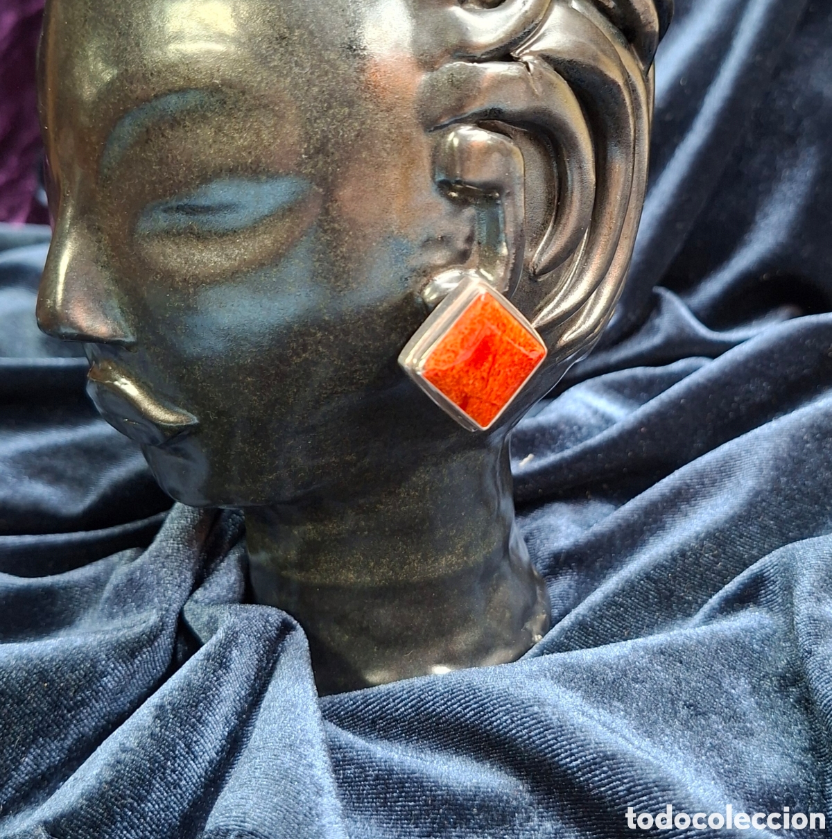 Joyeria: Pendientes del siglo XX de coral y plata 925.