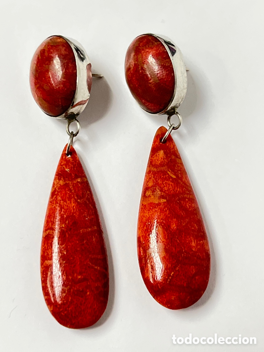 Joyeria: Pendientes de plata Coral P541