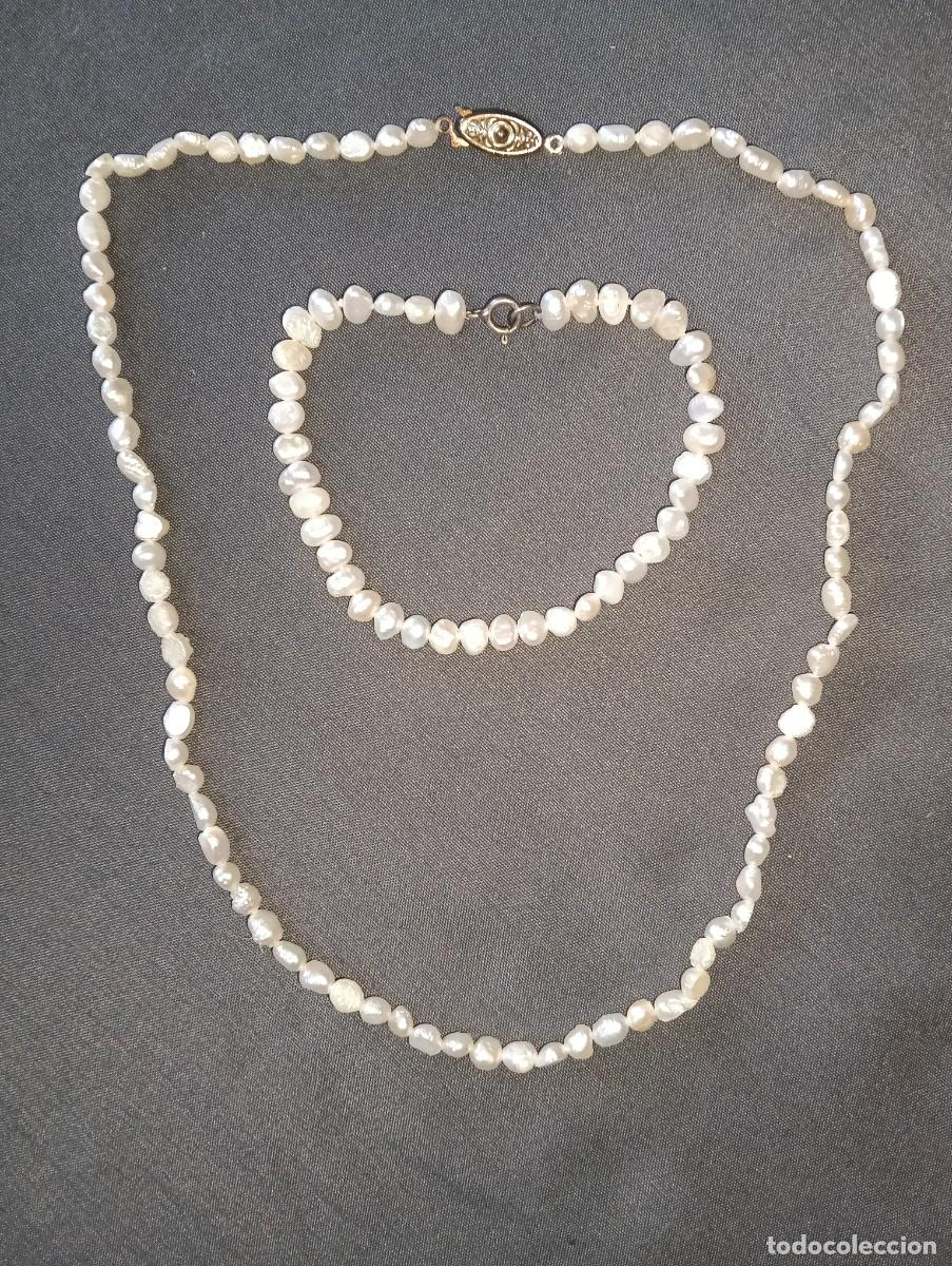 Joaillerie: Collar y pulsera de perlas barrocas agua dulce