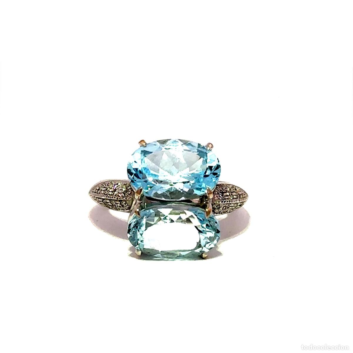 Jewelry: Anillo de Oro Blanco con Topacios y dise&ntilde;o Vintage