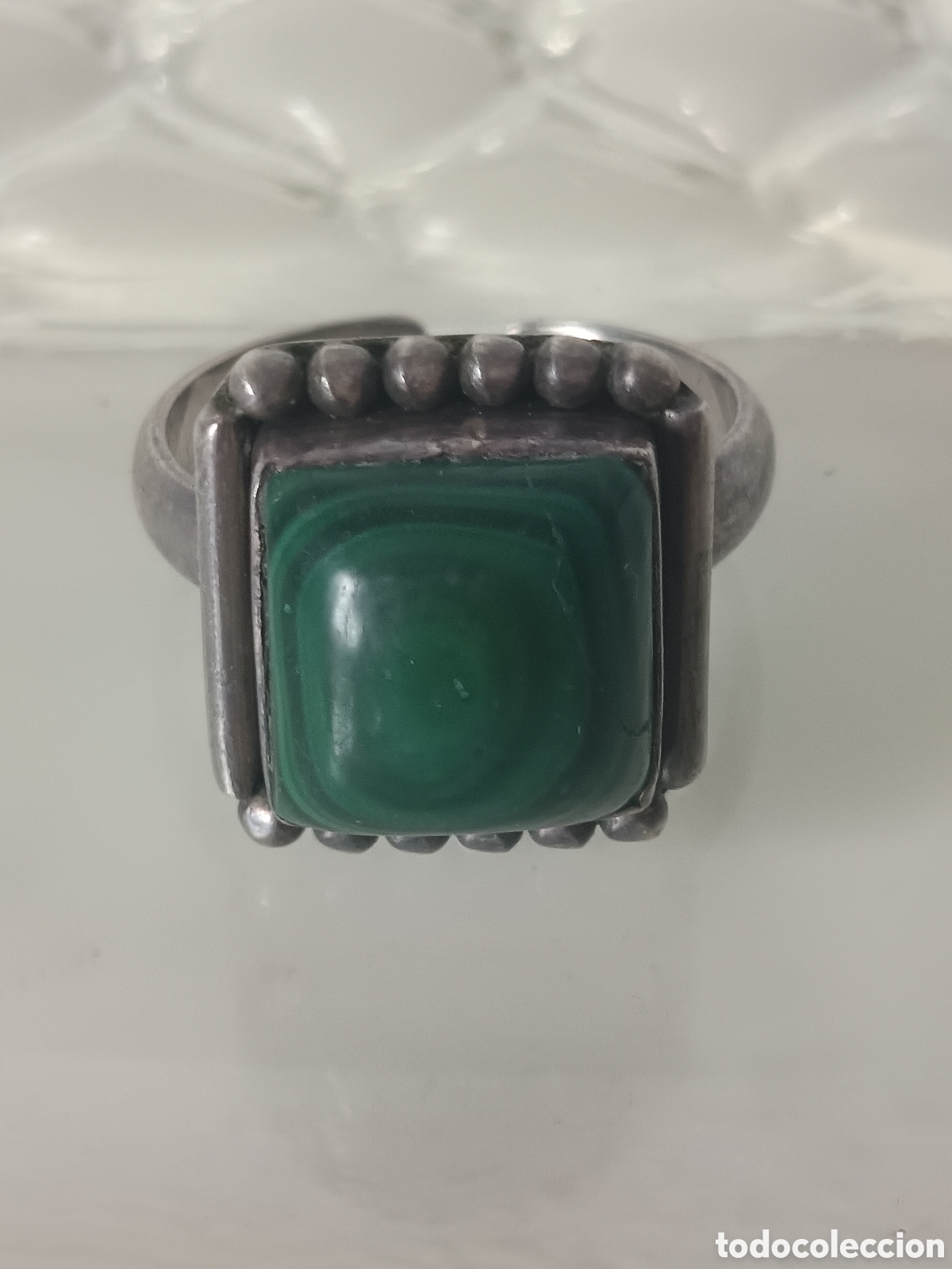 Gioielleria: ANTIGUO ANILLO &Eacute;TNICO PIEDRA NATURAL MALAQUITA
