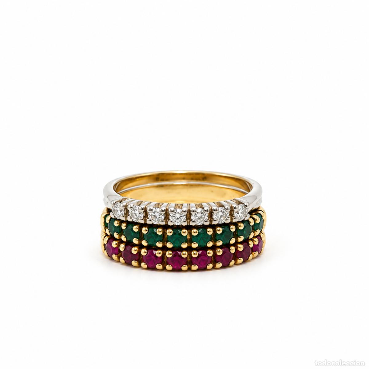 Gioielleria: Conjunto de Anillos Apilables Tricolor en Oro Bicolor