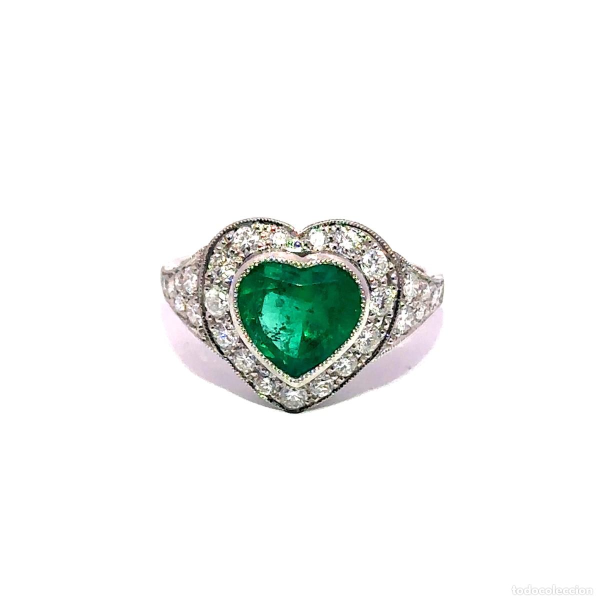 Gioielleria: Anillo Vintage en Platino con Esmeralda Colombiana talla Corazon