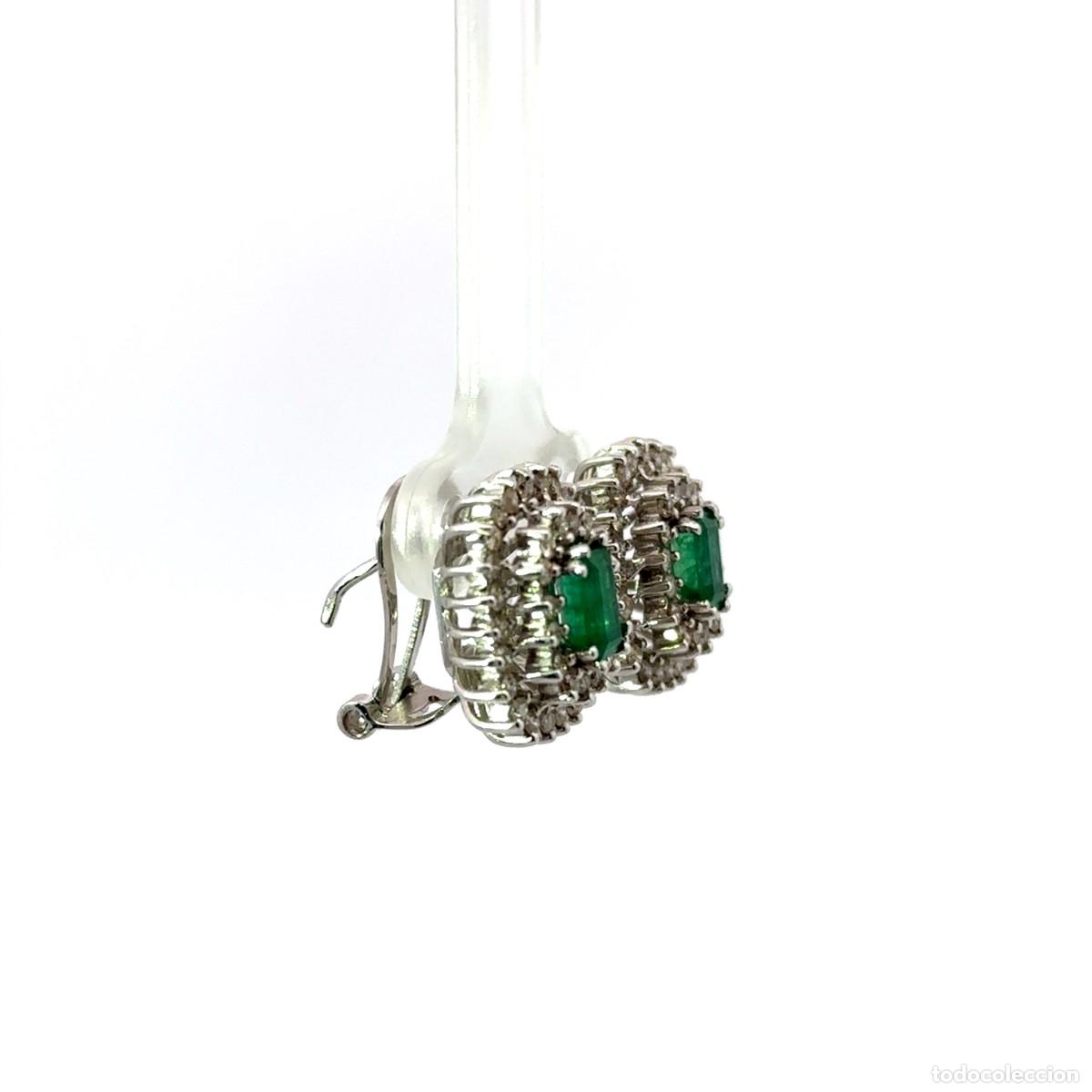Joyeria: Pendientes de Esmeralda tipo Racimo en Oro Blanco - Foto 4