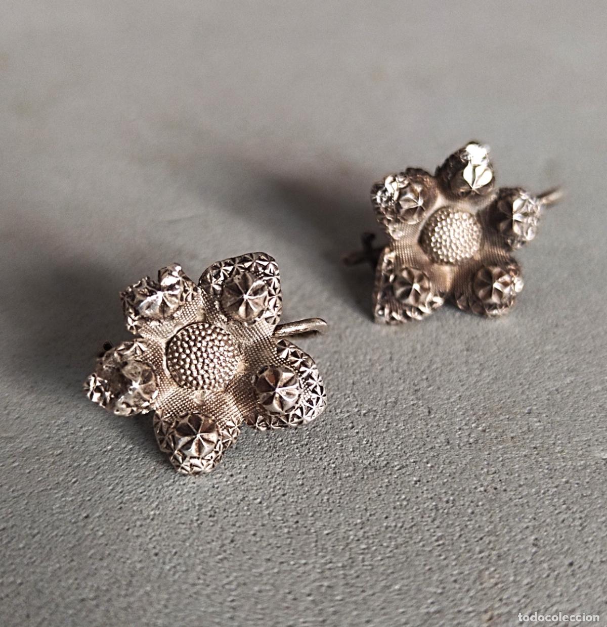 Joyeria: Pendientes de plata, forma flor. - Foto 3