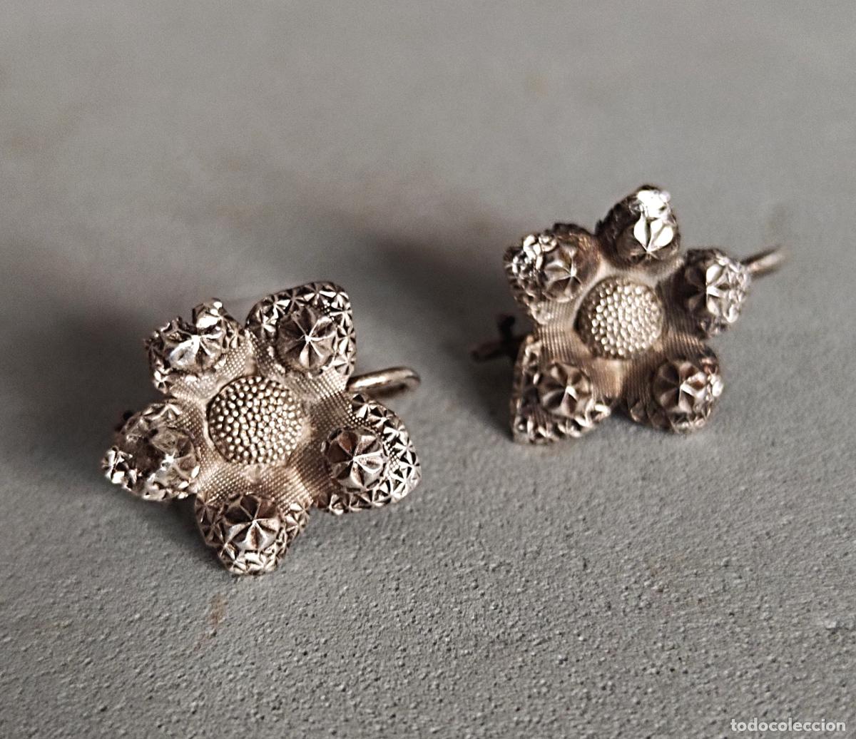 Joyeria: Pendientes de plata, forma flor. - Foto 5