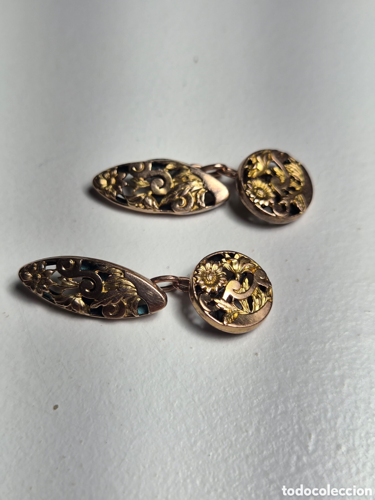 Joyeria: Gemelos art nuoveau oro de 9 kilates