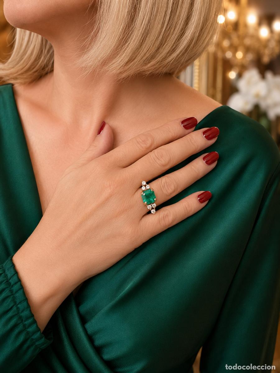 Joyeria: Anillo de Lujo con Esmeralda Central y Diamantes Corte Pera - Foto 5