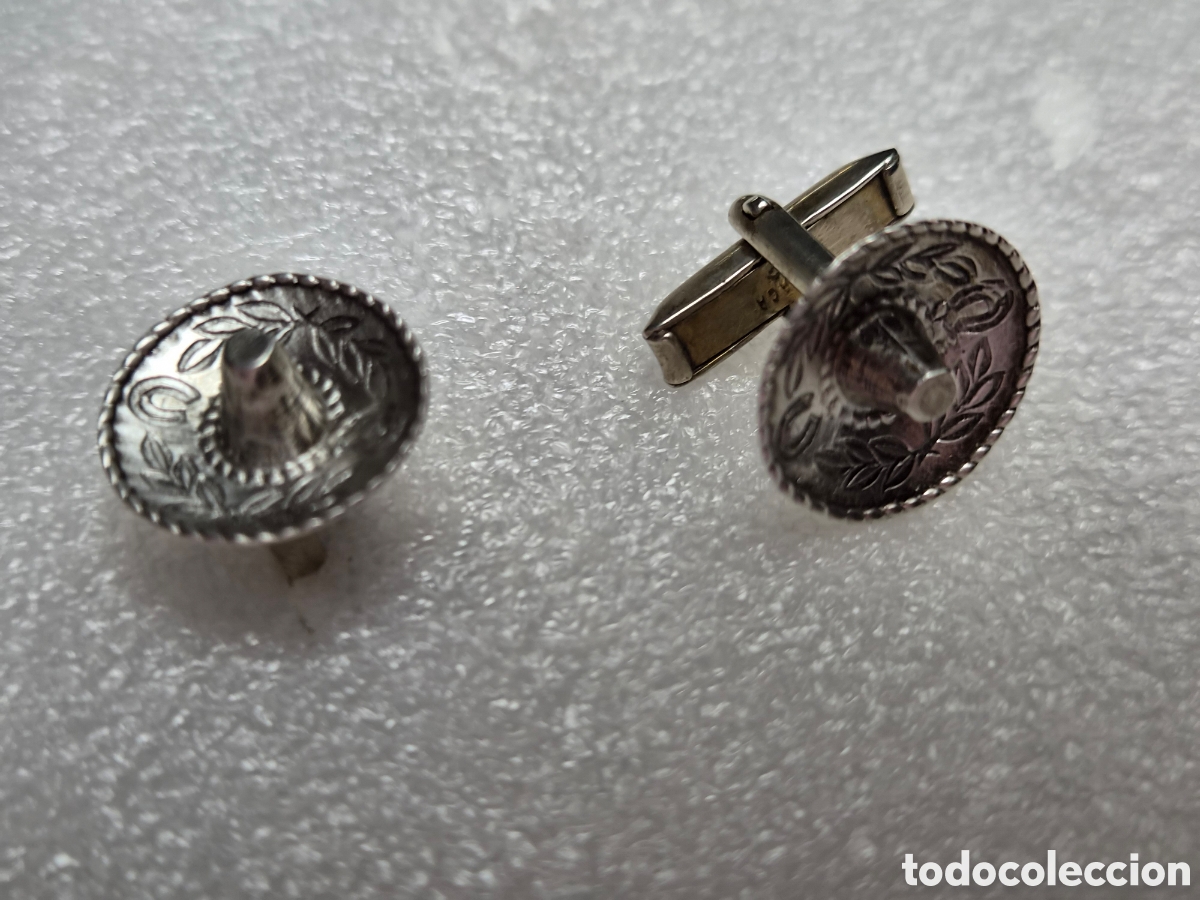 Joyeria: Gemelos de plata sombrero mejicano - Foto 1