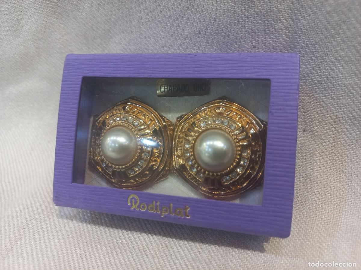 Joyeria: PENDIENTES (bot&oacute;n-chapados) &uml;VICTORIANO&uml; hexagonal-perl&oacute;n central - Foto 2