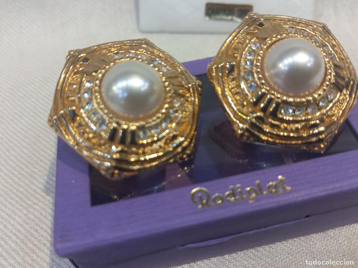 Joyeria: PENDIENTES (bot&oacute;n-chapados) &uml;VICTORIANO&uml; hexagonal-perl&oacute;n central - Foto 5