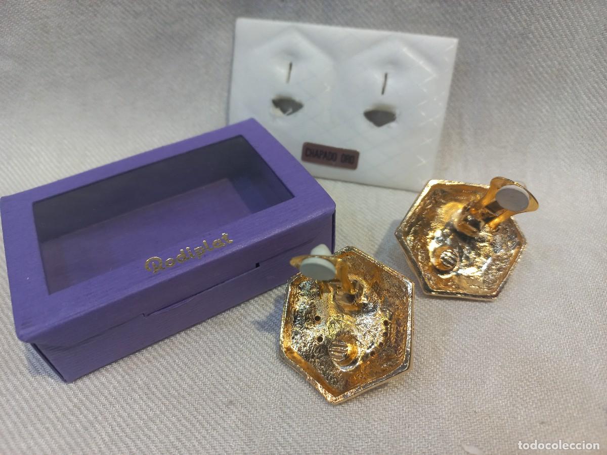 Joyeria: PENDIENTES (bot&oacute;n-chapados) &uml;VICTORIANO&uml; hexagonal-perl&oacute;n central - Foto 8