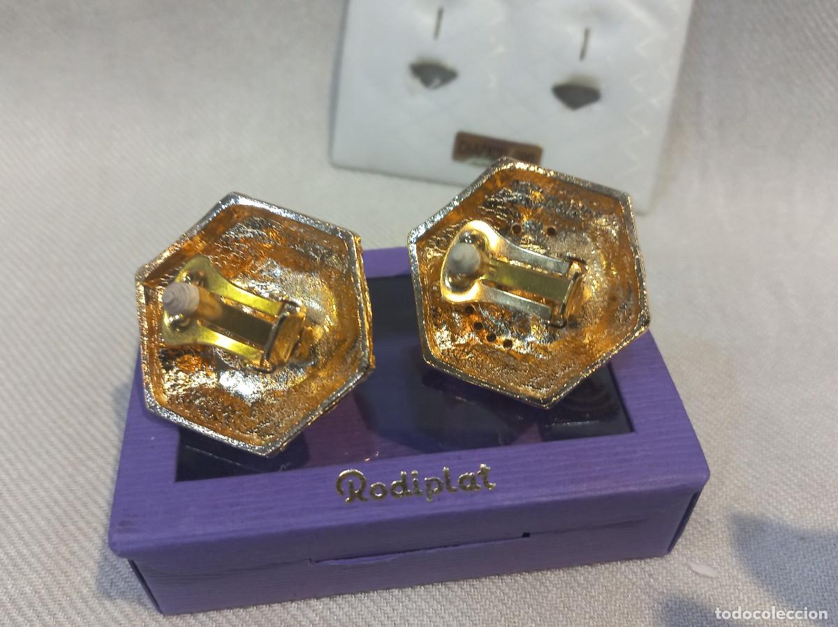 Joyeria: PENDIENTES (bot&oacute;n-chapados) &uml;VICTORIANO&uml; hexagonal-perl&oacute;n central - Foto 9