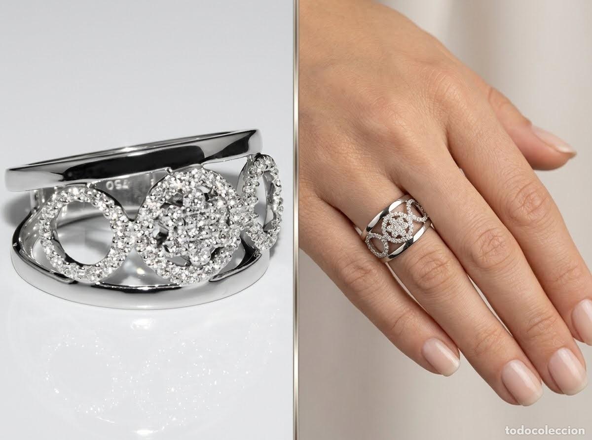 Joaillerie: PRECIOSO ANILLO DE ORO BLANCO 18K/750 Y 53 DIAMANTES