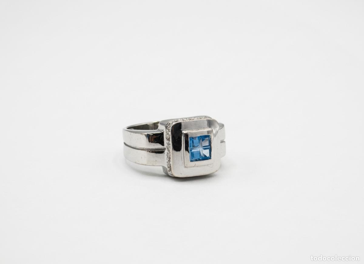 Jewelry: FANT&Aacute;STICO ANILLO DE ORO BLANCO, ZAFIRO Y BRILLANTES