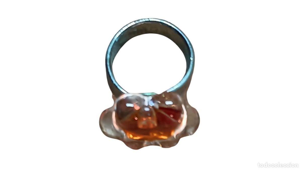 Joyeria: ANILLO PYLONES FLOR DE 6 P&Eacute;TALOS CON BURBUJA DE AIRE EN L&Iacute;QUIDO - ANILLO AJUSTABLE