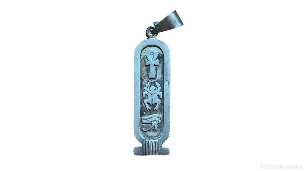 Joyeria: COLGANTE EGIPCIO CARTUCHO CON CRUZ ANKH, ESCARABAJO Y OJO DE HORUS - AMULETO ESOT&Eacute;RICO DE PROTECCI&Oacute;N